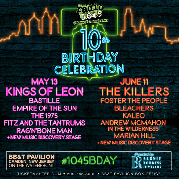 Radio 104.5's 10th Birthday Show: The Killers, Kaleo, Andrew McMahon, Foster The People & Bleachers at BB&T Pavilion